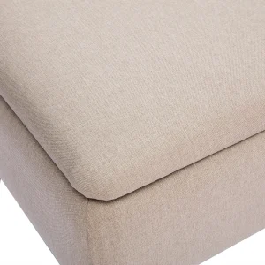 Banc Coffre En Tissu Beige Et Bois Clair Massif L120 Cm LARS 18
