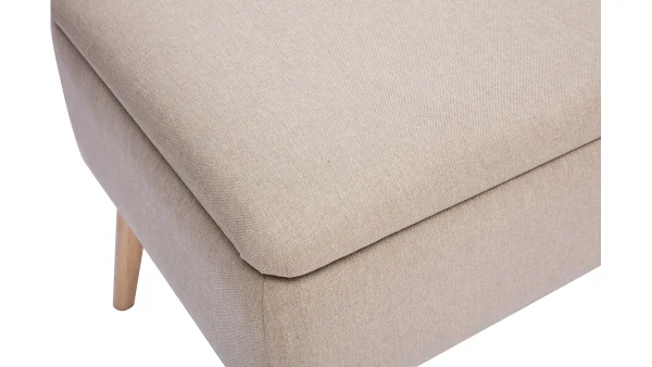 Banc Coffre En Tissu Beige Et Bois Clair Massif L120 Cm LARS 6