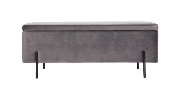 acheter Banc Coffre En Tissu Velours Gris Foncé L120 Cm ADONIS 1