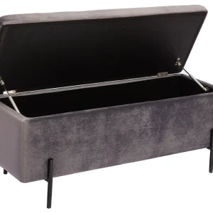 acheter Banc Coffre En Tissu Velours Gris Foncé L120 Cm ADONIS 11