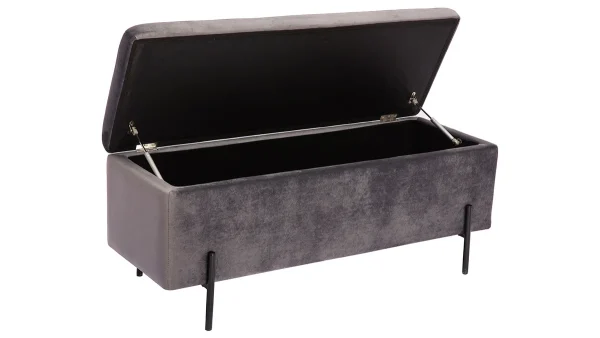 acheter Banc Coffre En Tissu Velours Gris Foncé L120 Cm ADONIS 3