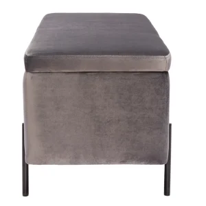 acheter Banc Coffre En Tissu Velours Gris Foncé L120 Cm ADONIS 13