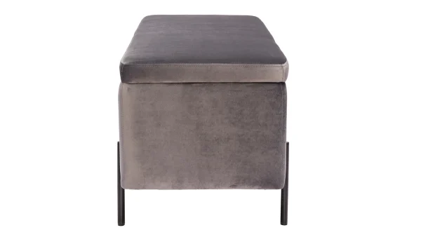 acheter Banc Coffre En Tissu Velours Gris Foncé L120 Cm ADONIS 4