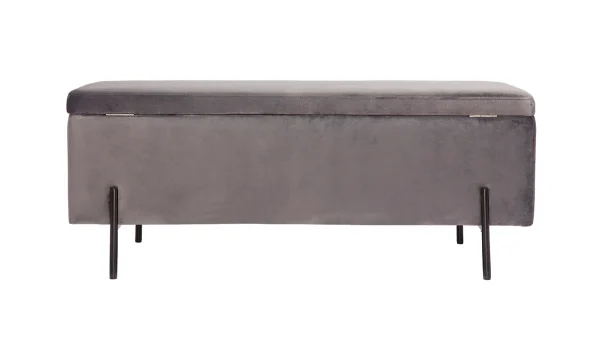 acheter Banc Coffre En Tissu Velours Gris Foncé L120 Cm ADONIS 5