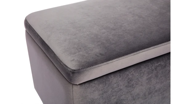 acheter Banc Coffre En Tissu Velours Gris Foncé L120 Cm ADONIS 6