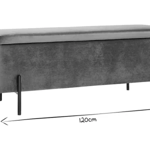 acheter Banc Coffre En Tissu Velours Gris Foncé L120 Cm ADONIS 19