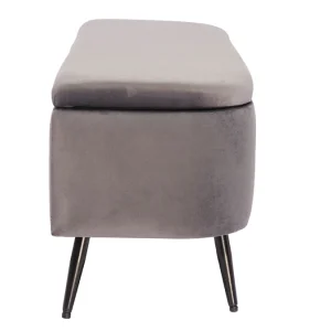 Banc Coffre En Tissu Velours Gris Foncé L120 Cm ATON 13