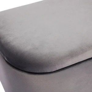 Banc Coffre En Tissu Velours Gris Foncé L120 Cm ATON 17