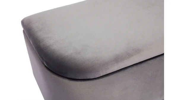 Banc Coffre En Tissu Velours Gris Foncé L120 Cm ATON 6