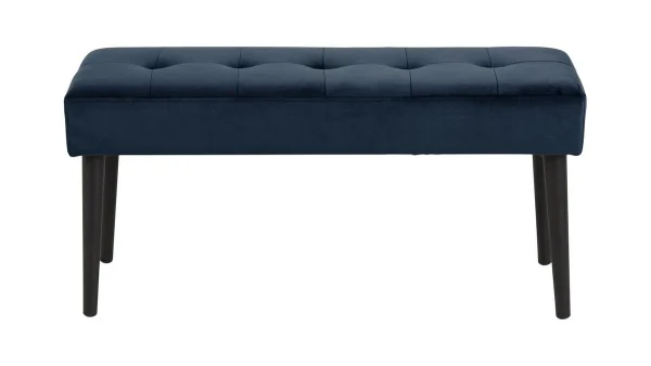 Banc Design En Tissu Velours Bleu Nuit Capitonné L95 Cm GUESTA 1