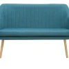 Banquette Scandinave 2 Places En Tissu Bleu Canard Et Bois Clair ALEYNA aux meilleurs prix 28