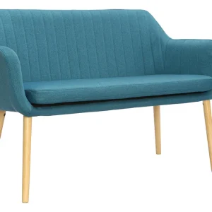 Banquette Scandinave 2 Places En Tissu Bleu Canard Et Bois Clair ALEYNA 9