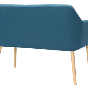 Banquette Scandinave 2 Places En Tissu Bleu Canard Et Bois Clair ALEYNA 11
