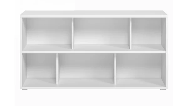 Bibliothèque Basse Finition Bois Blanc L140 Cm EPURE livraison la plus rapide 1