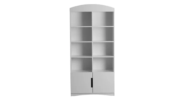 Bibliothèque Blanche 6 étagères 2 Portes L90 Cm ANTONIN 1
