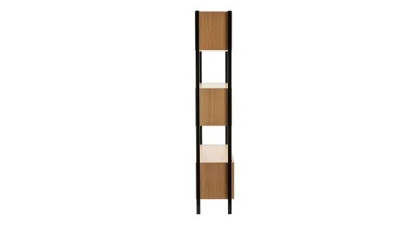 Bibliothèque En Bois Clair Chêne Et Métal Noir L98 Cm SILKA 4