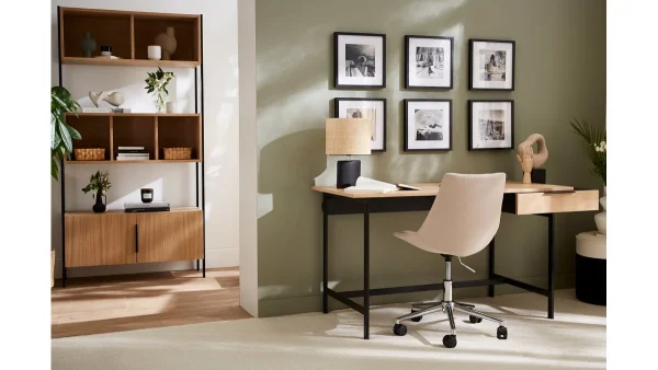 Bibliothèque En Bois Clair Chêne Et Métal Noir L98 Cm SILKA 7