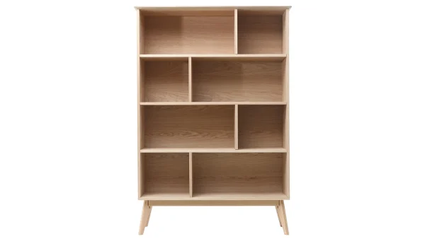 Bibliothèque Scandinave En Bois Chêne 8 Casiers L110 Cm INGRID 1