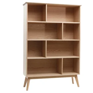 Bibliothèque Scandinave En Bois Chêne 8 Casiers L110 Cm INGRID 12