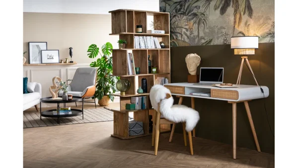 Meilleur Prix Bibliothèque Séparateur D’espace En Bois Manguier Massif L88 Cm RUPAH – Miliboo & Stéphane Plaza 7