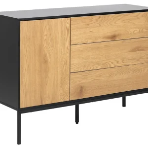 Buffet Bas Industriel Bois Et Métal Noir 1 Porte 3 Tiroirs L120 Cm TRESCA 13