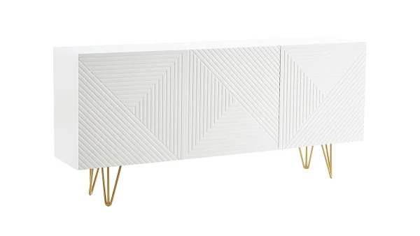 Buffet Design Blanc Et Métal Doré 3 Portes L160 Cm OZEN magasin paris 3