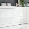 Buffet Design Blanc Laqué Brillant 4 Portes L207 Cm LATTE 10