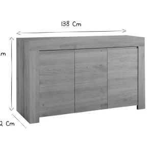 nouvelle saison Buffet Design Bois Chêne 3 Portes L138 Cm TINO 22