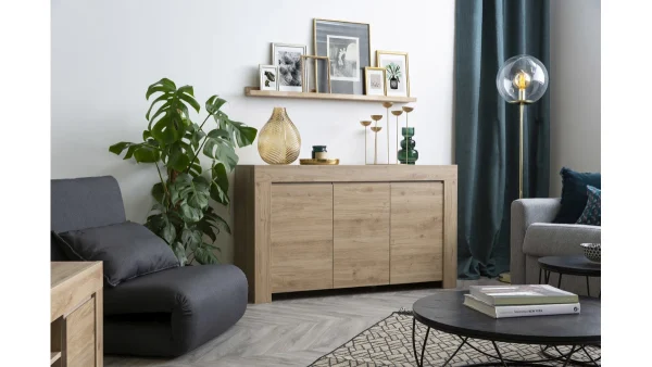 nouvelle saison Buffet Design Bois Chêne 3 Portes L138 Cm TINO 7