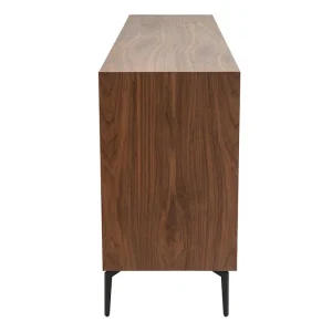 Buffet Design Bois Foncé Noyer Et Métal Noir 4 Portes 2 Tiroirs L180 Cm BLISS 13