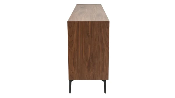 Buffet Design Bois Foncé Noyer Et Métal Noir 4 Portes 2 Tiroirs L180 Cm BLISS 4