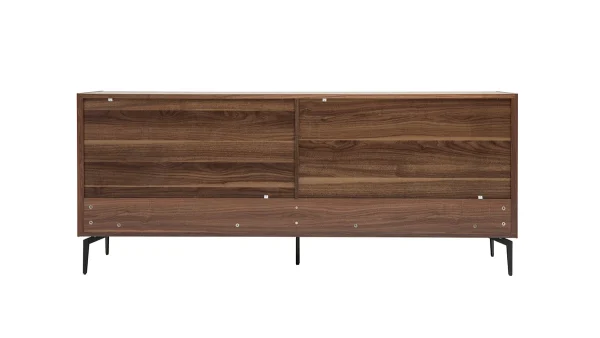 Buffet Design Bois Foncé Noyer Et Métal Noir 4 Portes 2 Tiroirs L180 Cm BLISS 5