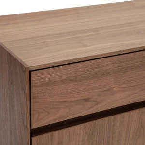 Buffet Design Bois Foncé Noyer Et Métal Noir 4 Portes 2 Tiroirs L180 Cm BLISS 19