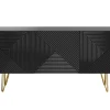 Buffet Design Noir Et Doré 3 Portes L160 Cm OZEN 23