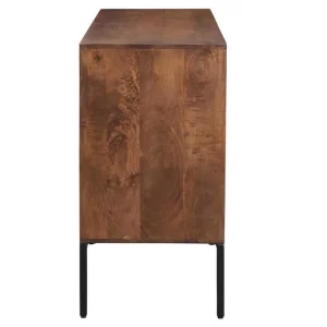 Buffet En Bois Foncé Manguier Massif Et Métal Noir 3 Portes L140 Cm ONDA 16