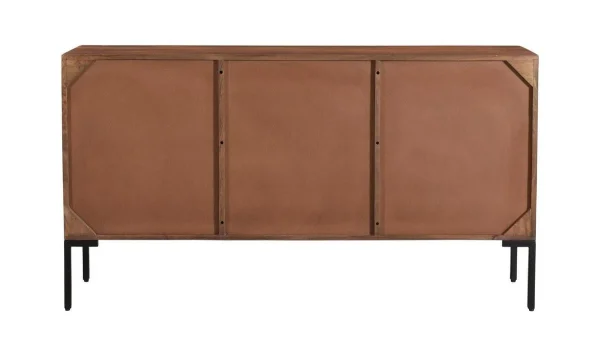 Buffet En Bois Foncé Manguier Massif Et Métal Noir 3 Portes L140 Cm ONDA 6