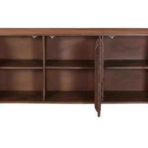 Buffet En Bois Foncé Manguier Massif Et Métal Noir 3 Portes L140 Cm ONDA 12