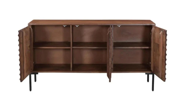 Buffet En Bois Foncé Manguier Massif Et Métal Noir 3 Portes L140 Cm ONDA 3
