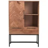 Buffet Haut En Bois Massif Et Métal Noir 1 Portes 2 Tiroirs L95 Cm STICK 13