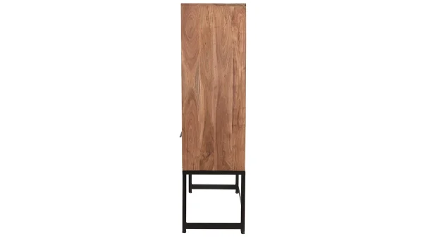 excellents soldes Buffet Haut En Bois Massif Et Métal Noir 1 Portes 2 Tiroirs L95 Cm STICK 4