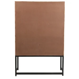 excellents soldes Buffet Haut En Bois Massif Et Métal Noir 1 Portes 2 Tiroirs L95 Cm STICK 15