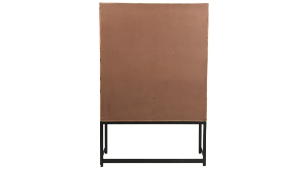 excellents soldes Buffet Haut En Bois Massif Et Métal Noir 1 Portes 2 Tiroirs L95 Cm STICK 5