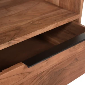 excellents soldes Buffet Haut En Bois Massif Et Métal Noir 1 Portes 2 Tiroirs L95 Cm STICK 17