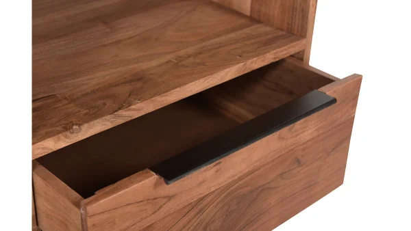 excellents soldes Buffet Haut En Bois Massif Et Métal Noir 1 Portes 2 Tiroirs L95 Cm STICK 6