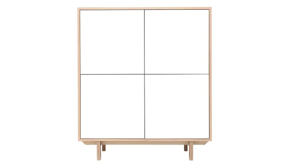 Buffet Haut Scandinave Bois Et Blanc 4 Portes L110 Cm SID 1