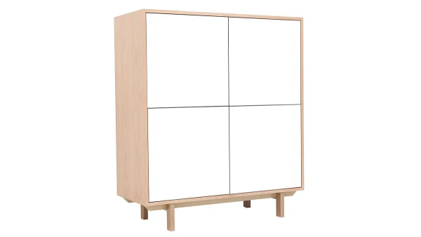 Buffet Haut Scandinave Bois Et Blanc 4 Portes L110 Cm SID 3