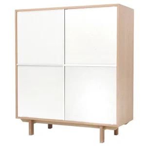 Buffet Haut Scandinave Bois Et Blanc 4 Portes L110 Cm SID 14