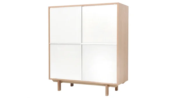 Buffet Haut Scandinave Bois Et Blanc 4 Portes L110 Cm SID 4