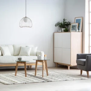 Buffet Haut Scandinave Bois Et Blanc 4 Portes L110 Cm SID 22