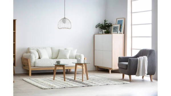 Buffet Haut Scandinave Bois Et Blanc 4 Portes L110 Cm SID 8